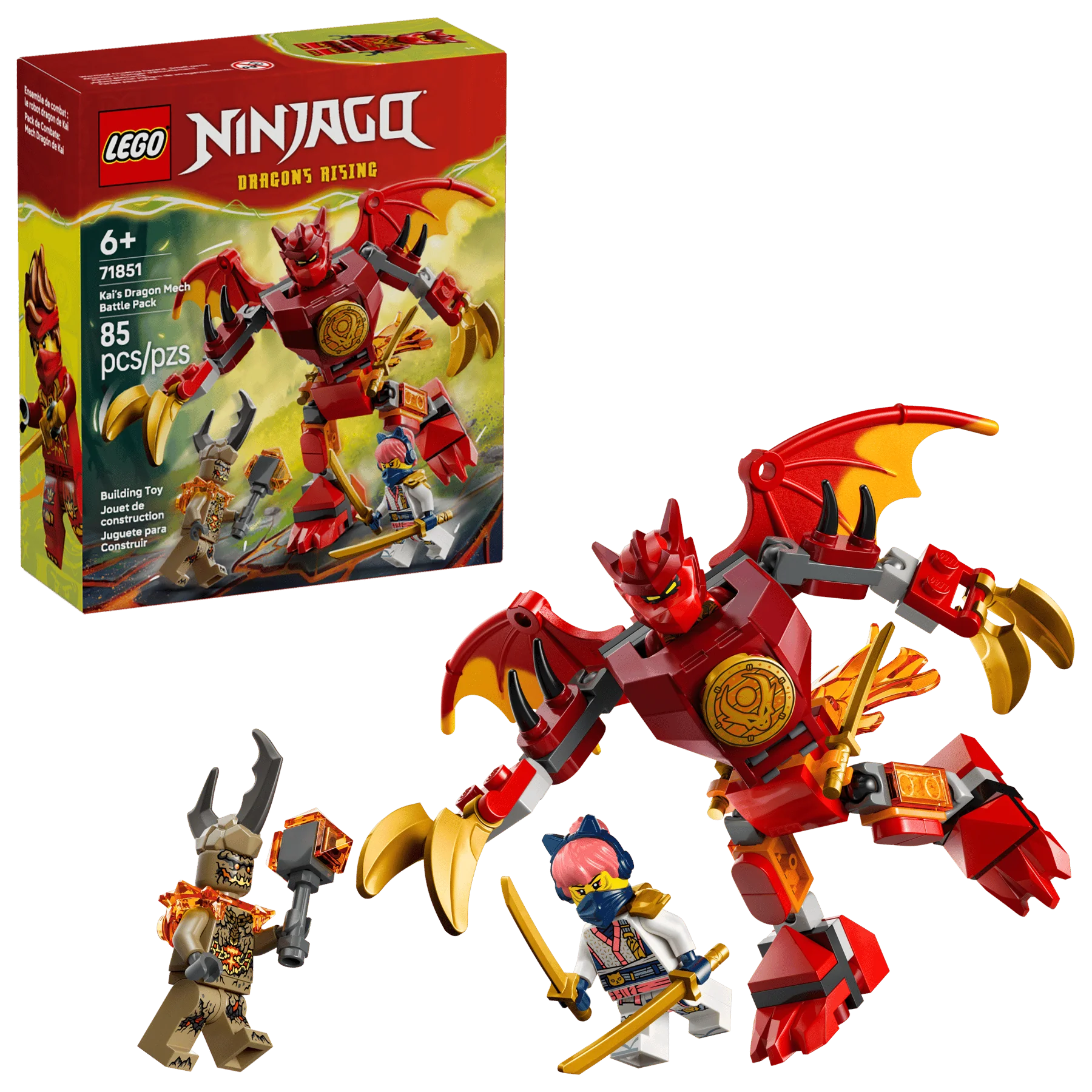LEGO NINJAGO Kai'S Dragon Mech Battle Pack box, 85 pcs