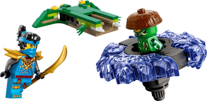 Elemental Monster Spinner build with green ninja on blue water-like spinning base