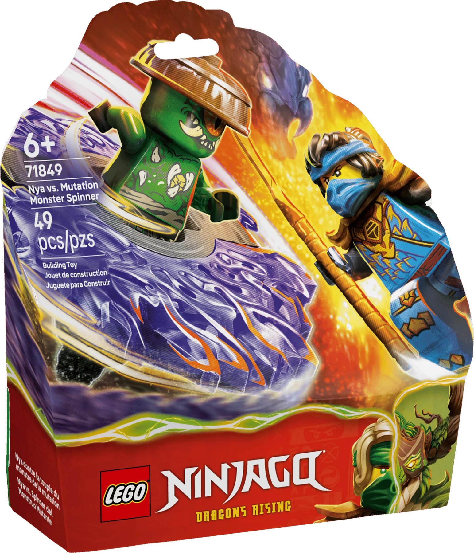 Nya vs. Elemental Monster Spinner box with green monster and blue ninja minifigure