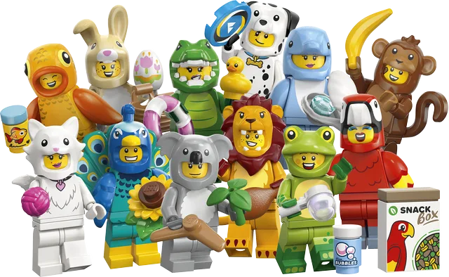 Animal-themed collectible character figures with accessories, multicolor