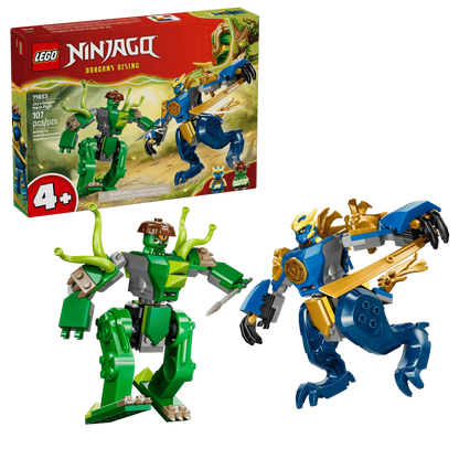 LEGO NINJAGO Dragon Mech Fight box with green and blue mech figures