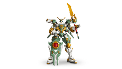 Standing Titan Mech robot with large red eye cannon and gold winged blade