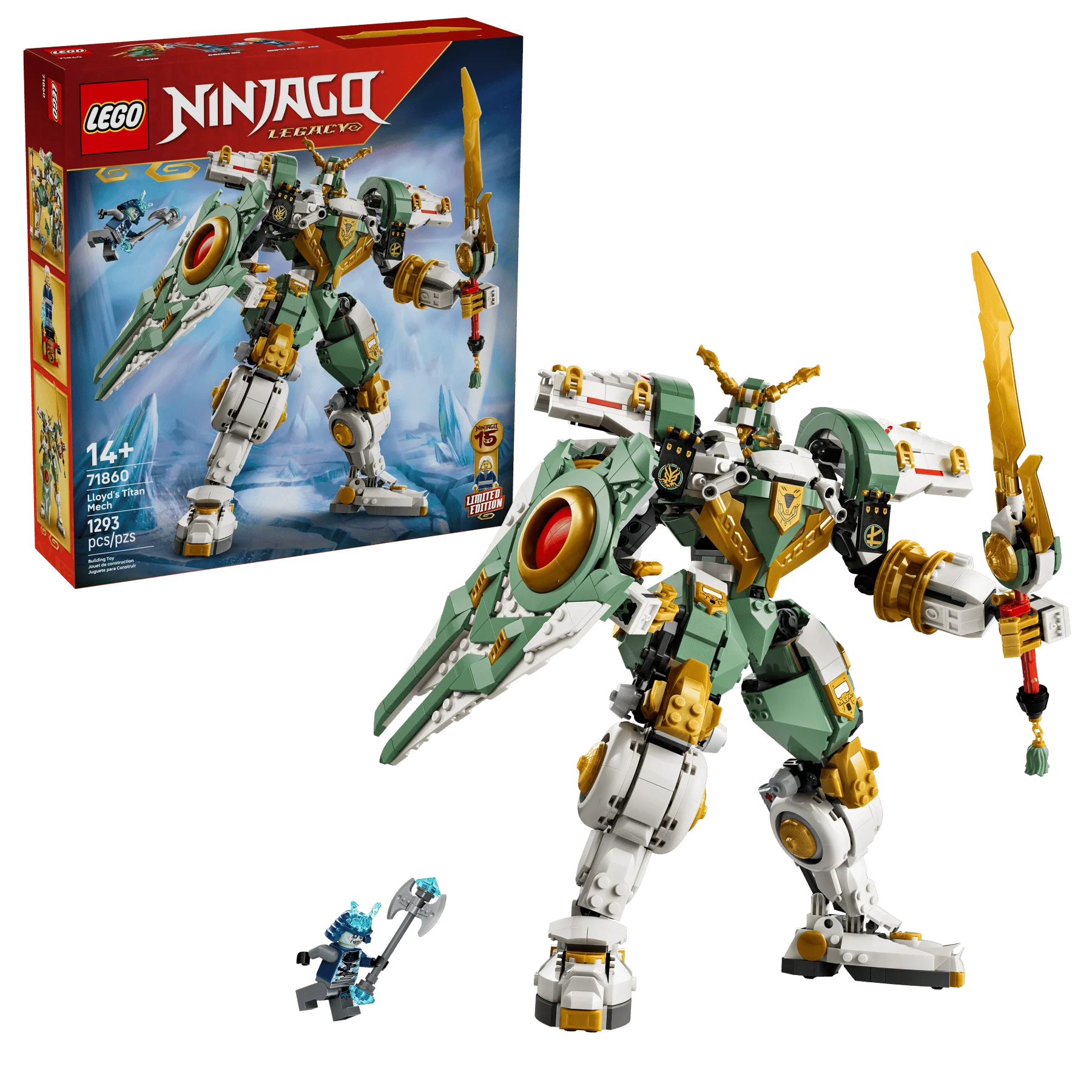 Ninjago Titan Mech 15th anniversary box, green and gold battle robot