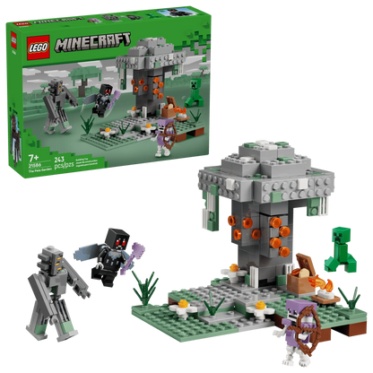 The Pale Garden LEGO Minecraft set box, grey golem and green figures