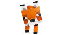 The Fox LEGO figure in orange with white face and black details