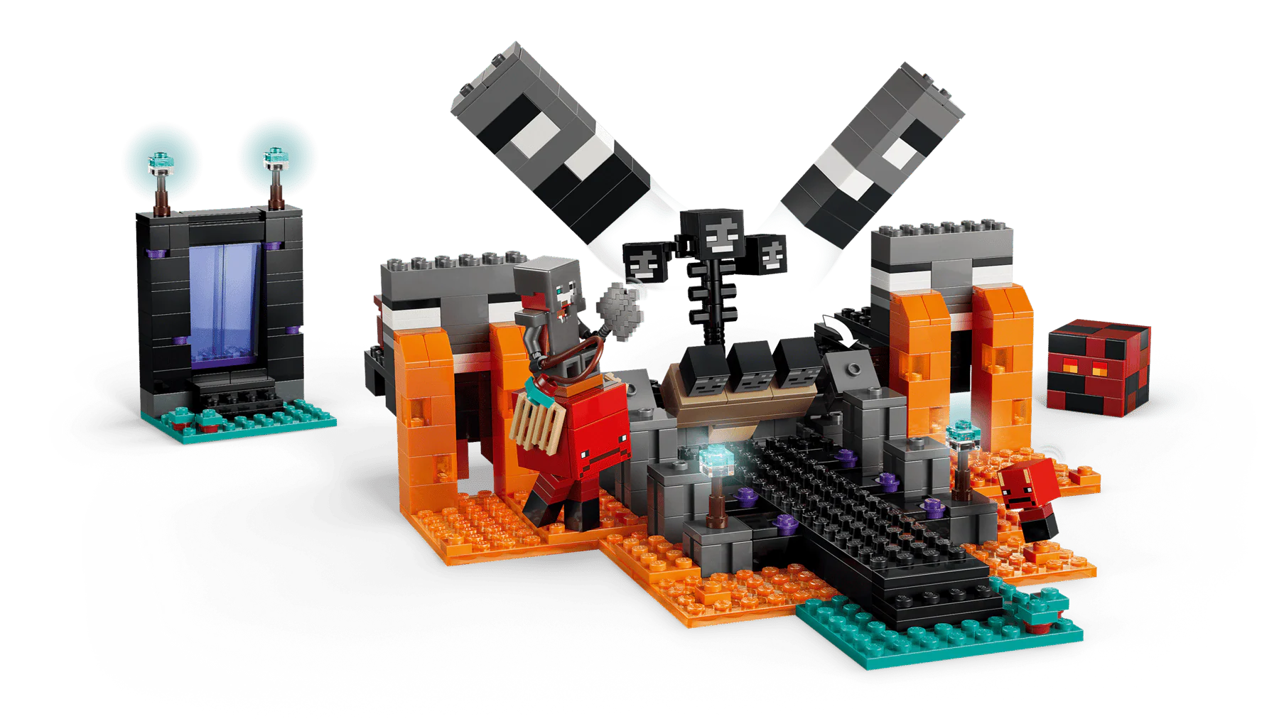 Minecraft Wither Battle model with black wither and orange guards beside dark platform