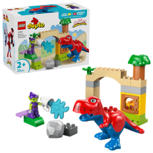 LEGO Duplo Dinosaur Spidey-Rex vs Green Goblin set: figures, bridge arch and blocks