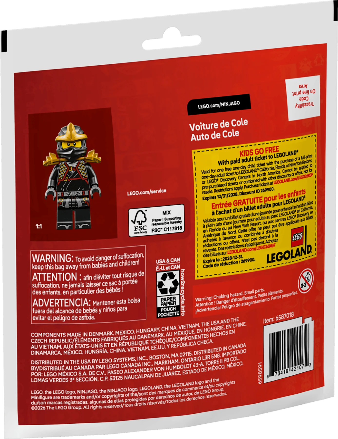 Cole’s Car box back with minifigure photo and set details