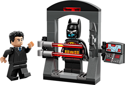 LEGO Batman Batsuit and console build with Bruce Wayne minifigure, gray/black