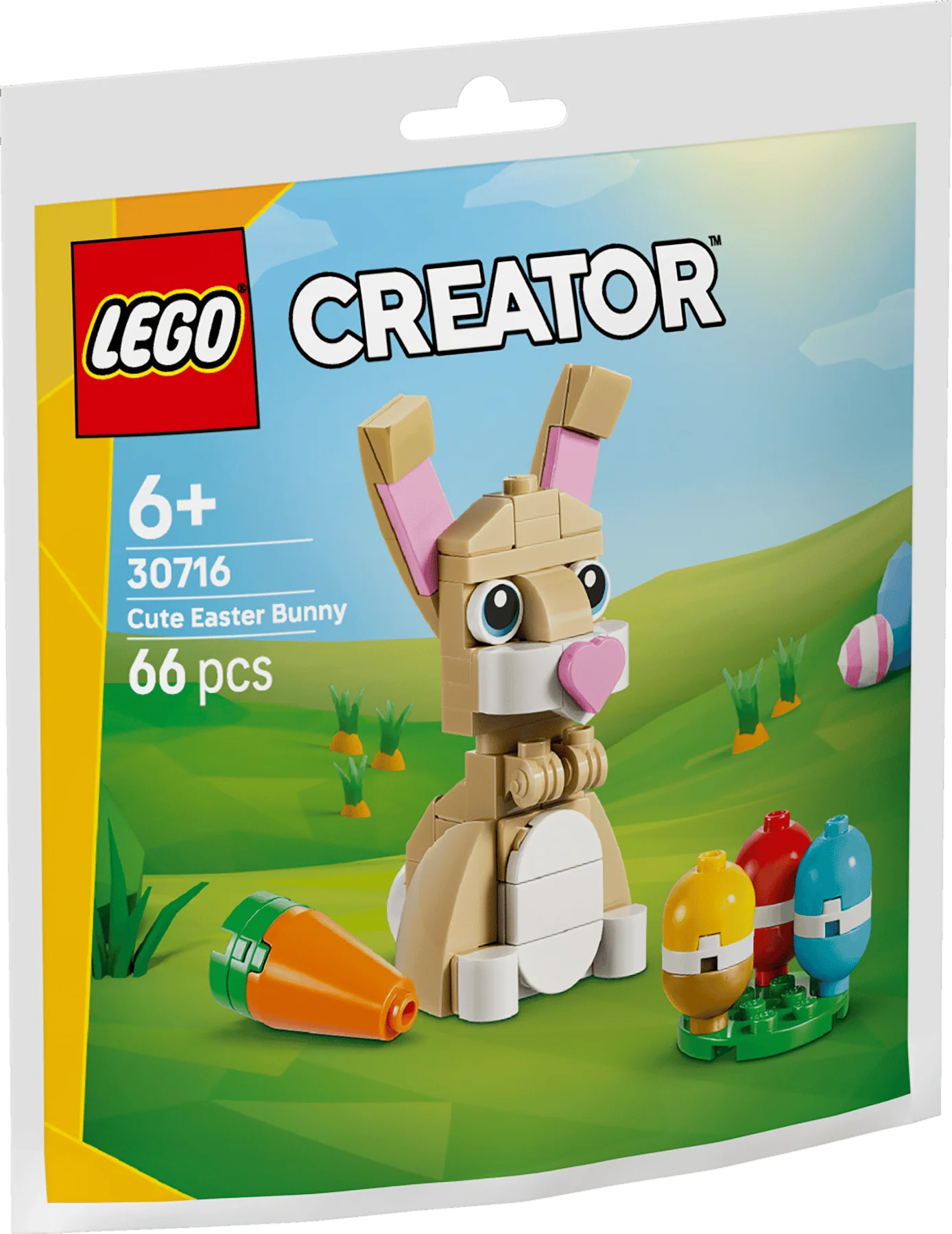 LEGO Creator Cute Easter Bunny set box with brick bunny, eggs, and orange accessory