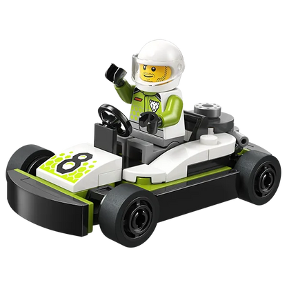 Go-kart racer toy with white-and-green astronaut minifigure driver