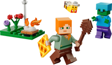 Alex's Campfire Conflict minifigure holding axe with campfire accessories