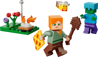 Alex's Campfire Conflict minifigure holding axe with campfire accessories