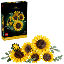 LEGO Botanicals sunflower bouquet set box, yellow sunflowers with brown centers