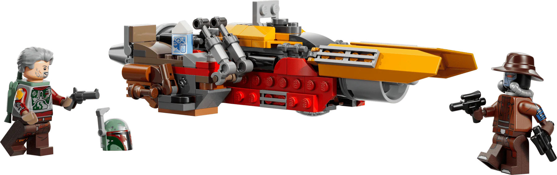Cobb Vanth's Speeder toy speeder in yellow, red and gray with two minifigures