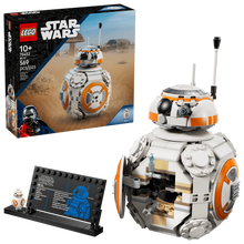 Bb-8 Astromech droid in LEGO bricks, white with orange panel accents