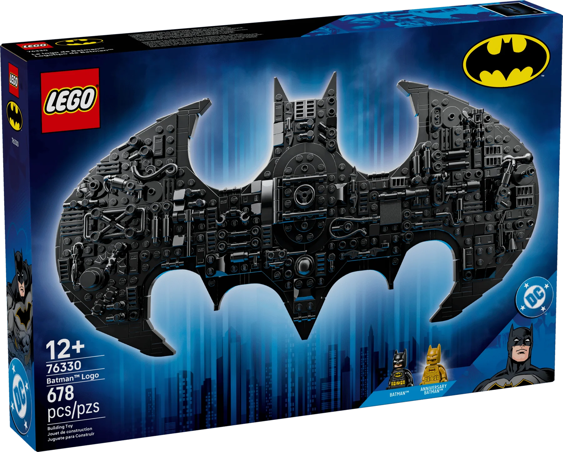 LEGO Batman-Logo-Set: schwarze, strukturierte Bauform mit Fledermaus-Symbol