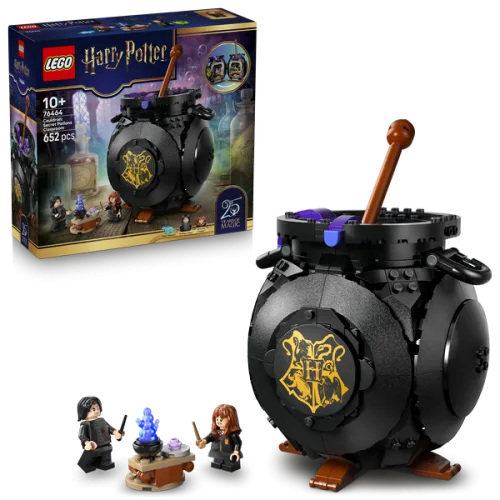 LEGO Harry Potter cauldron playset box with assembled cauldron and mini figures