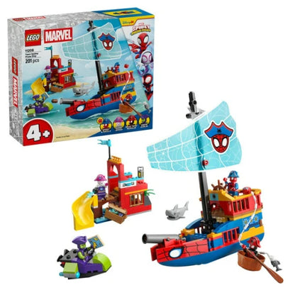 Team Spidey pirate ship building set box with ship model and minifigures