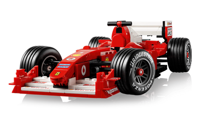 Ferrari F2004 & Michael Schumacher red front view, detailed LEGO F1 car with tires