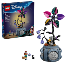 LEGO Disney Sally’s Flowerpot set box with purple mechanical flower build