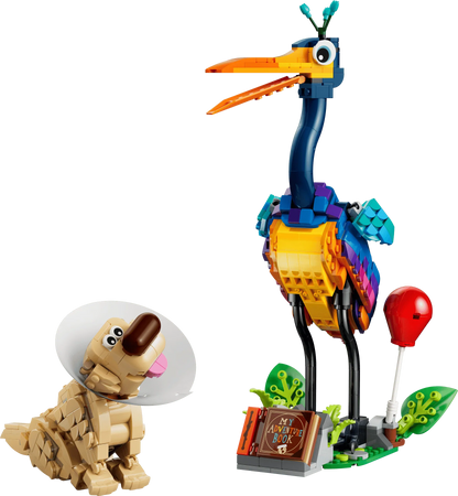 Kevin & Dug LEGO Set: Dug-Steinfigur, Vogel mit rotem Ballon und Pflanzenbasis