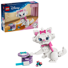 LEGO The Aristocats Marie cat figure, white with pink bow; with purple round accessory