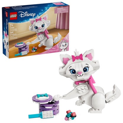 LEGO The Aristocats Marie cat figure, white with pink bow; with purple round accessory