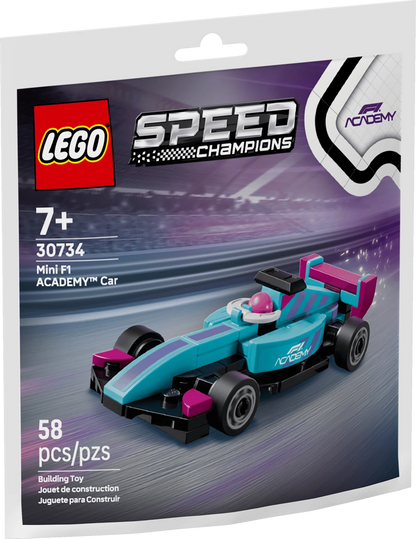 Mini F1 Academy car set box, age 7+, 58 pieces, item 30734