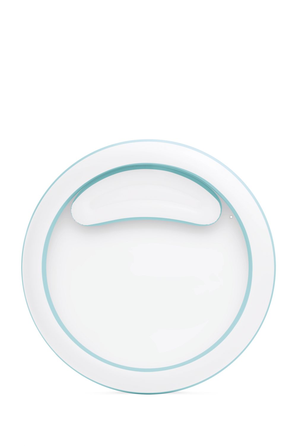 Inflatable pool lounge canopy set close-up of light blue inner ring and headrest cushion