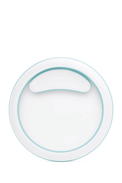 Inflatable pool lounge canopy set close-up of light blue inner ring and headrest cushion