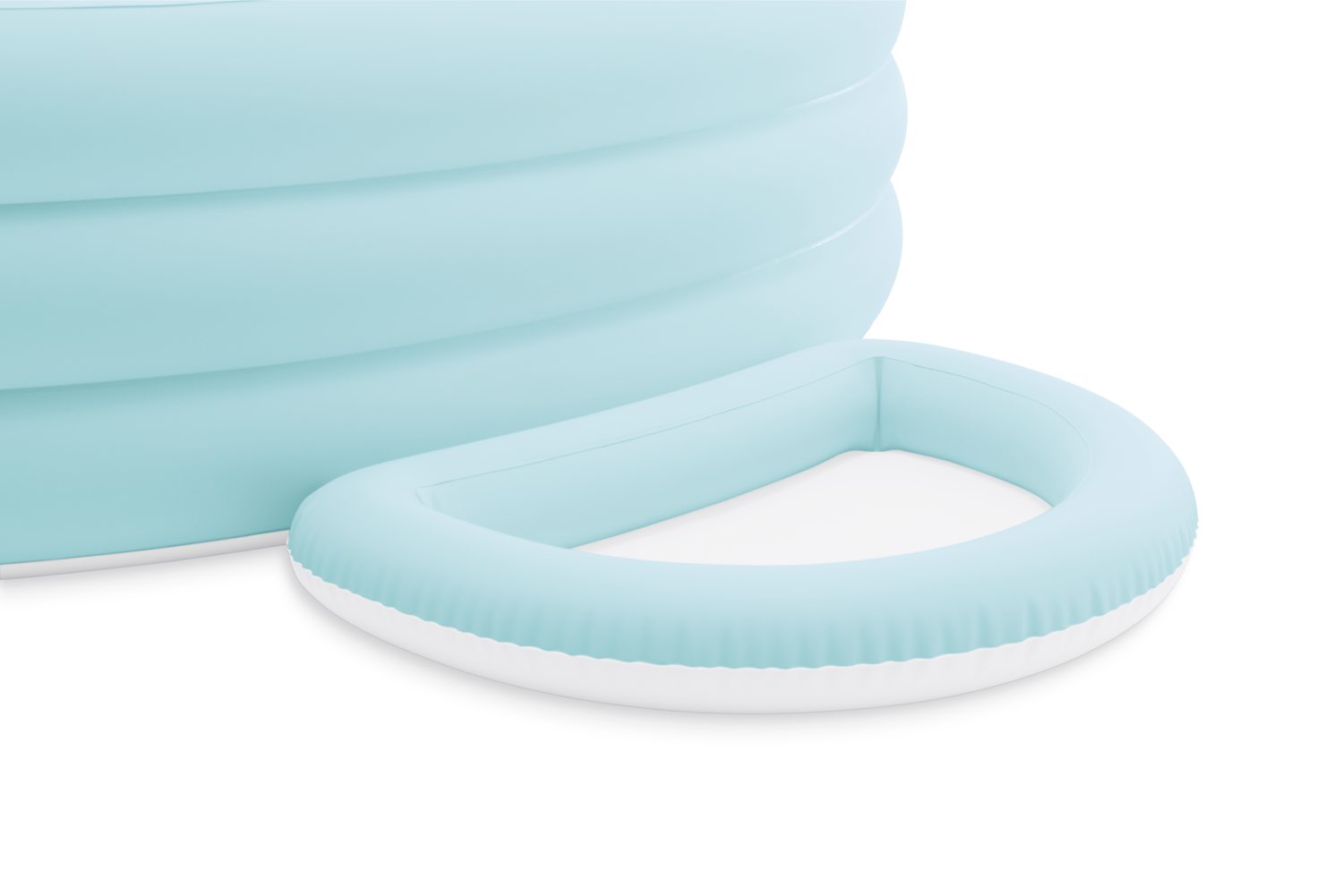 Inflatable pool lounge armrest ring cushion in light blue with white center insert