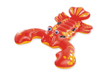 Inflatable red lobster ride-on with claws and colorful spots