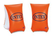 Orange inflatable arm bands with INTEX logo, pair for pool or water play