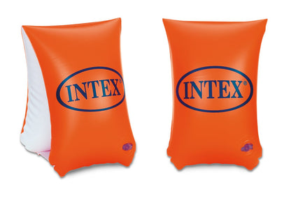 Orange inflatable arm bands with INTEX logo, pair for pool or water play