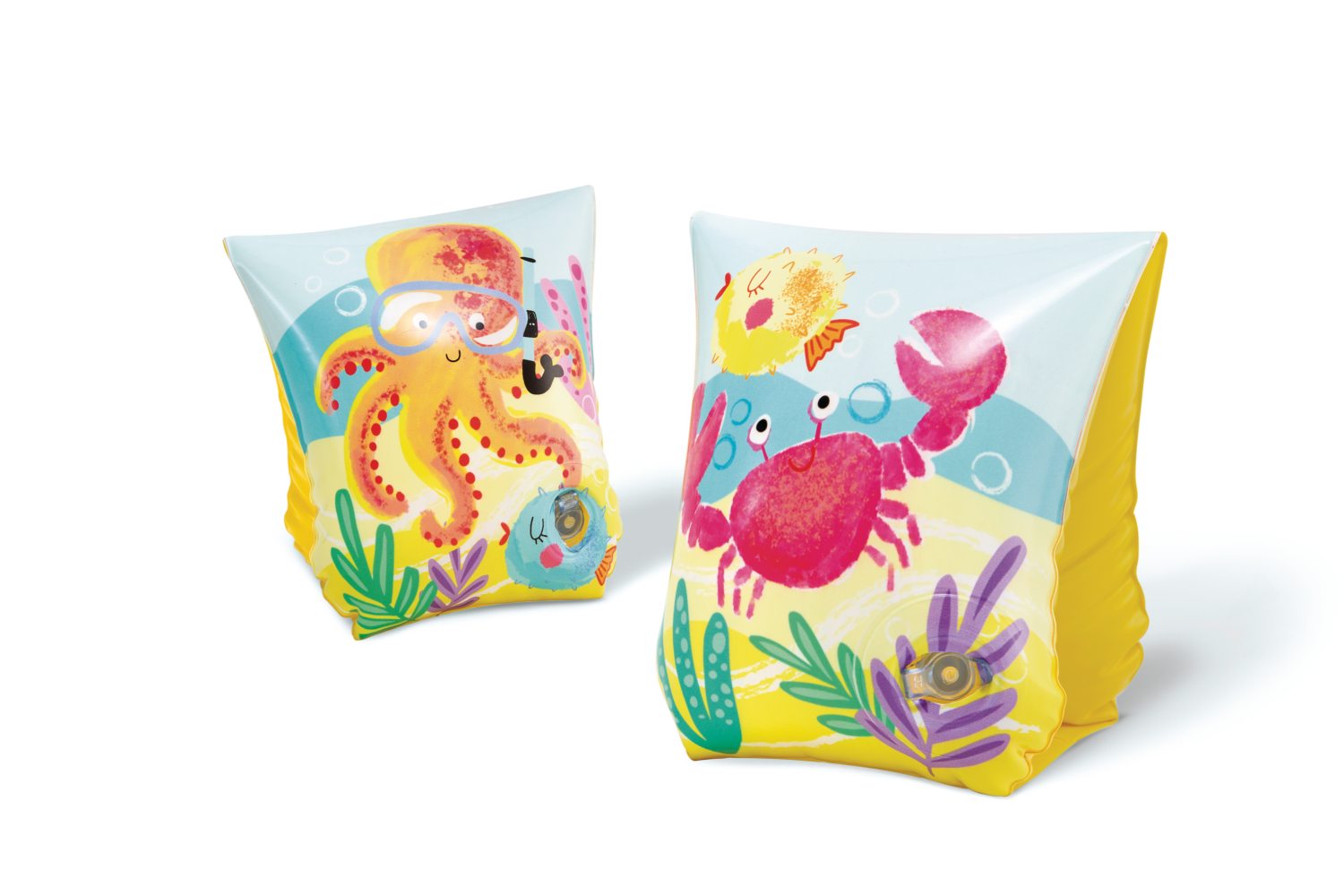 Tropical buddies arm bands with colorful sea animals and coral, set of two
