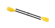 Pair of yellow paddle oars with black shafts, 122 cm.