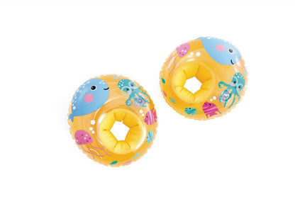 Inflatable sea-themed arm rings with ocean animals, yellow inner rings