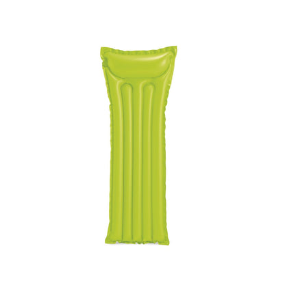 183 x 69 cm inflatable pool mattress, lime green with vertical ridges