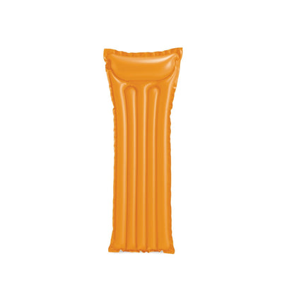 183 x 69 cm inflatable pool mattress, orange with vertical ridges