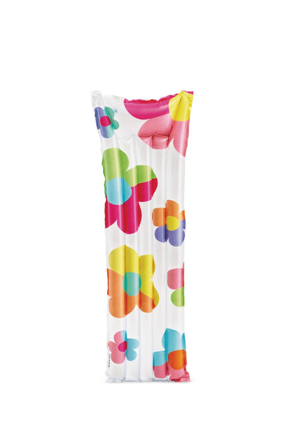 Inflatable fashion mat, white with multicolor floral and geometric prints