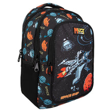 Must Team spaceship backpack with 3 compartments, black with space graphics