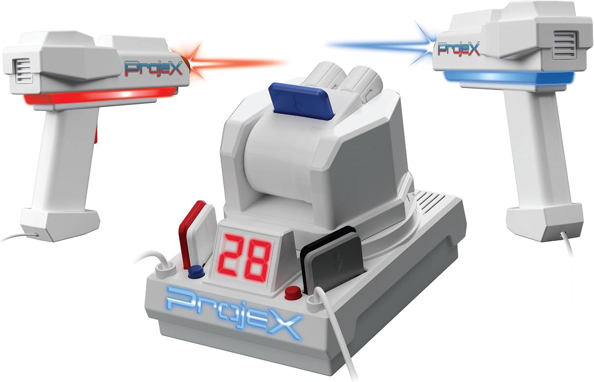 Laser battle game arcade stand with two side projector blasters and score display 28