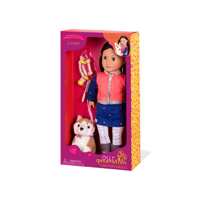 Leslie, 18-inch Doll & Pet Set