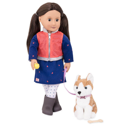 Leslie, 18-inch Doll & Pet Set