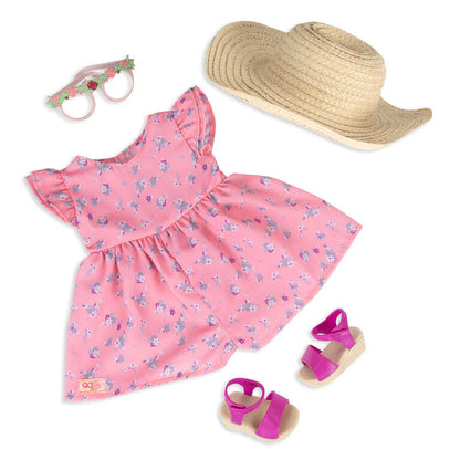 Dahlia Floral Printed Dress/Sunhat