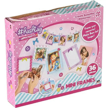 Hashtag-themed mini frames craft kit box, 36-piece set with assorted frame photos