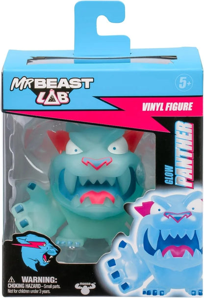 Mr Beast Lab vinyl figure box with glow panther artwork and 5+ age label