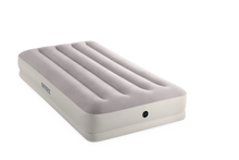 Twin air mattress with gray ribbed top and built-in valve