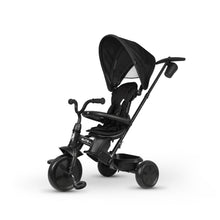 Three-wheel child tricycle with black canopy and black frame
